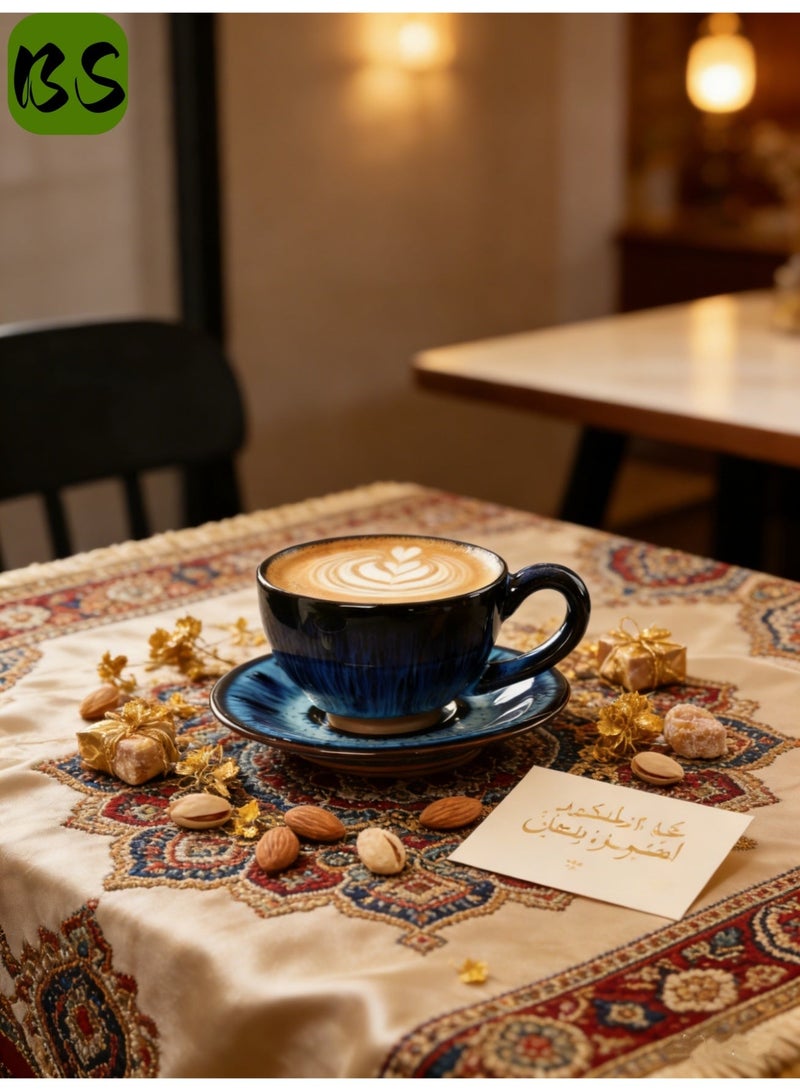 توهج شجاع طقم فناجين قهوة | فنجان شاي فاخر مع صحن، 150 مل/5 أونصة، فناجين قهوة إسبريسو للشاي والكابتشينو واللاتيه والشوكولاتة الساخنة | فنجان قهوة سيراميكي مصنوع يدويًا في الفرن | هدية فريدة لعشاق القهوة - Image 5